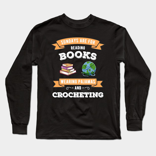 Crochet and Books | Knitting Bookworm Book Lovers Long Sleeve T-Shirt by MGO Design